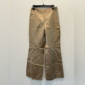 Etcetera vintage gold beige Boot Cut Flare wide leg trouser silk linen Pants